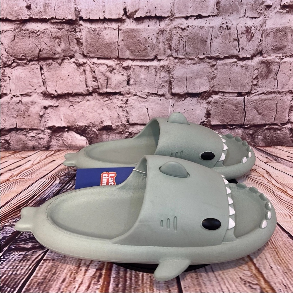 Crayon Friends Seafoam Green Late Time Shark Slides Sandals Size Unisex 42-43